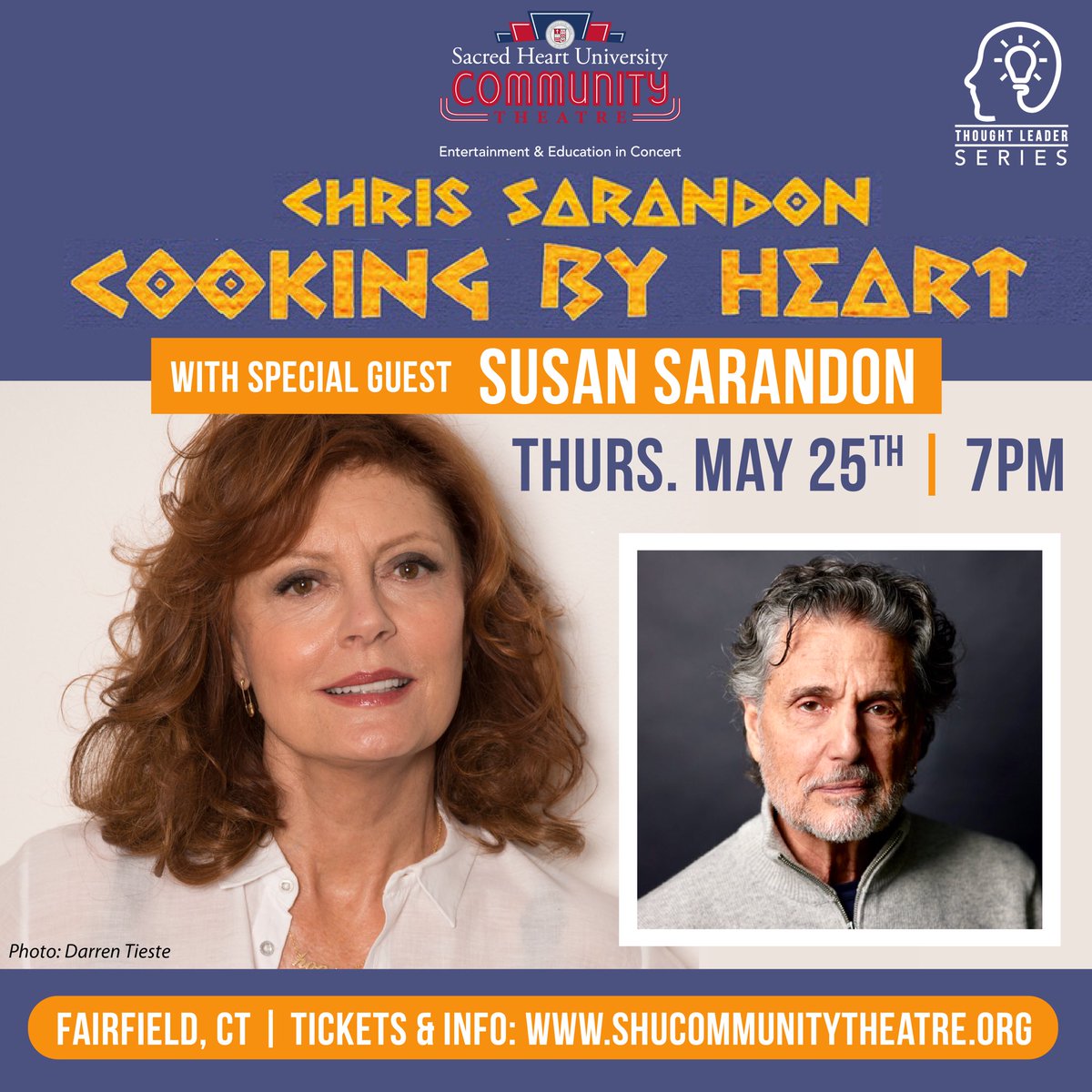 Come see us live as Susan and I talk about food and family, past and
present! #susansarandon #chrissarandon #cookingbyheart #family #reunited #blastfromthepast #celebritypodcast #cookinpodcast #greekamerican #italianamerican #activism #hollywood #broadway #memories