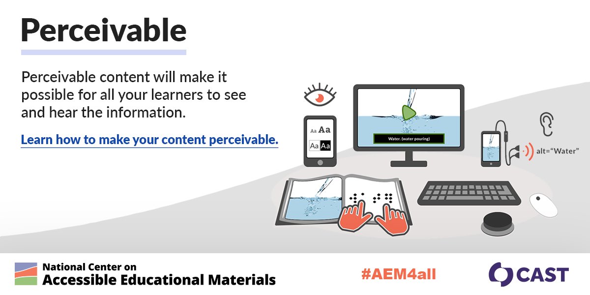 Happy Global Accessibility Awareness Day! Want to ensure the materials you create are accessible to all your learners? The POUR principles are a great place to start. Learn more about making your materials perceivable: ow.ly/z3qs50Oqzjt #GAAD @ED_Sped_Rehab @OfficeofEdTech