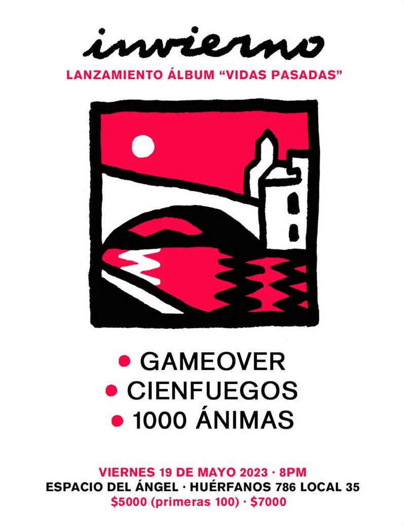 🔴 Invierno lanzará el CD de "Vidas Pasadas" junto a Gameover, Cienfuegos y 1000 ánimas.

📅 El evento se realizará el 19 de mayo a las 20:00 hrs, en @EspacioDelAngel.

🎟 Las primeras 100 entradas a $5000, luego a $7000.

📻 Escucha el álbum completo acá: bit.ly/3oc35SG