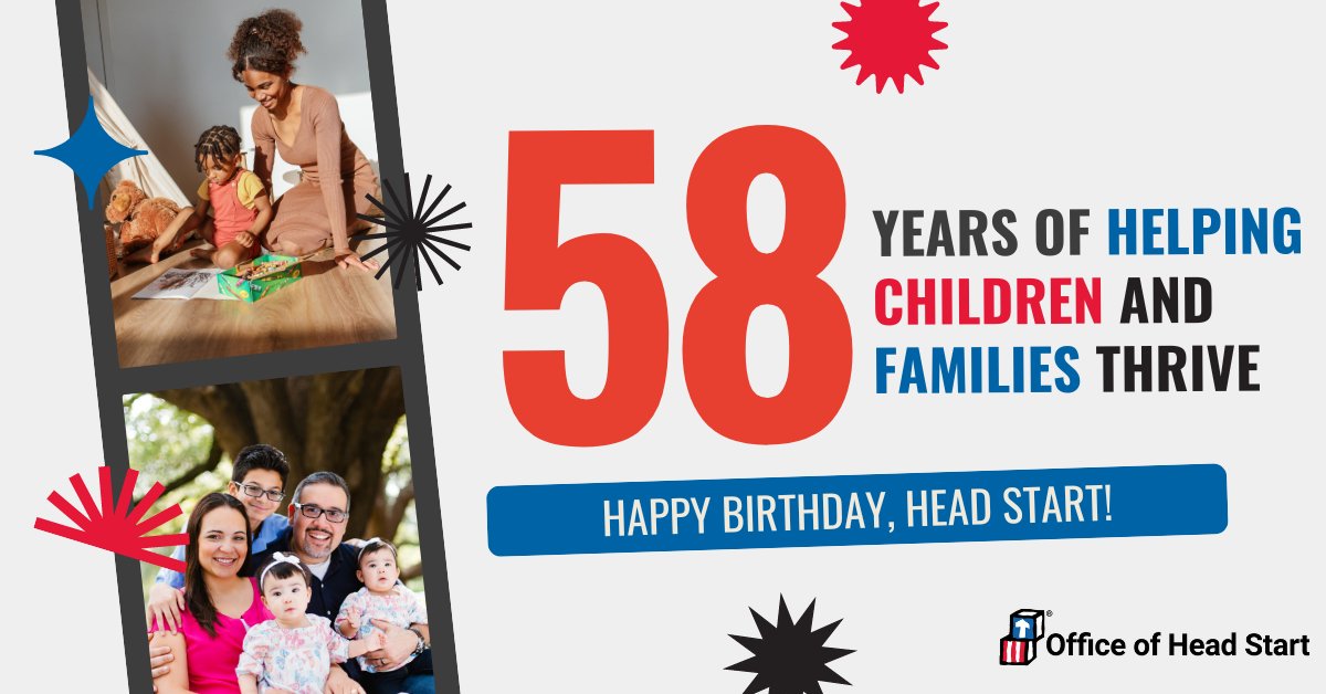 🎉 Happy Birthday, Head Start! 🎉 Since 1965, Head Start programs have been providing education, health services, and economic stability in the lives of countless children and families. Join us in wishing programs and staff a very happy birthday! #HappyBirthdayHeadStart