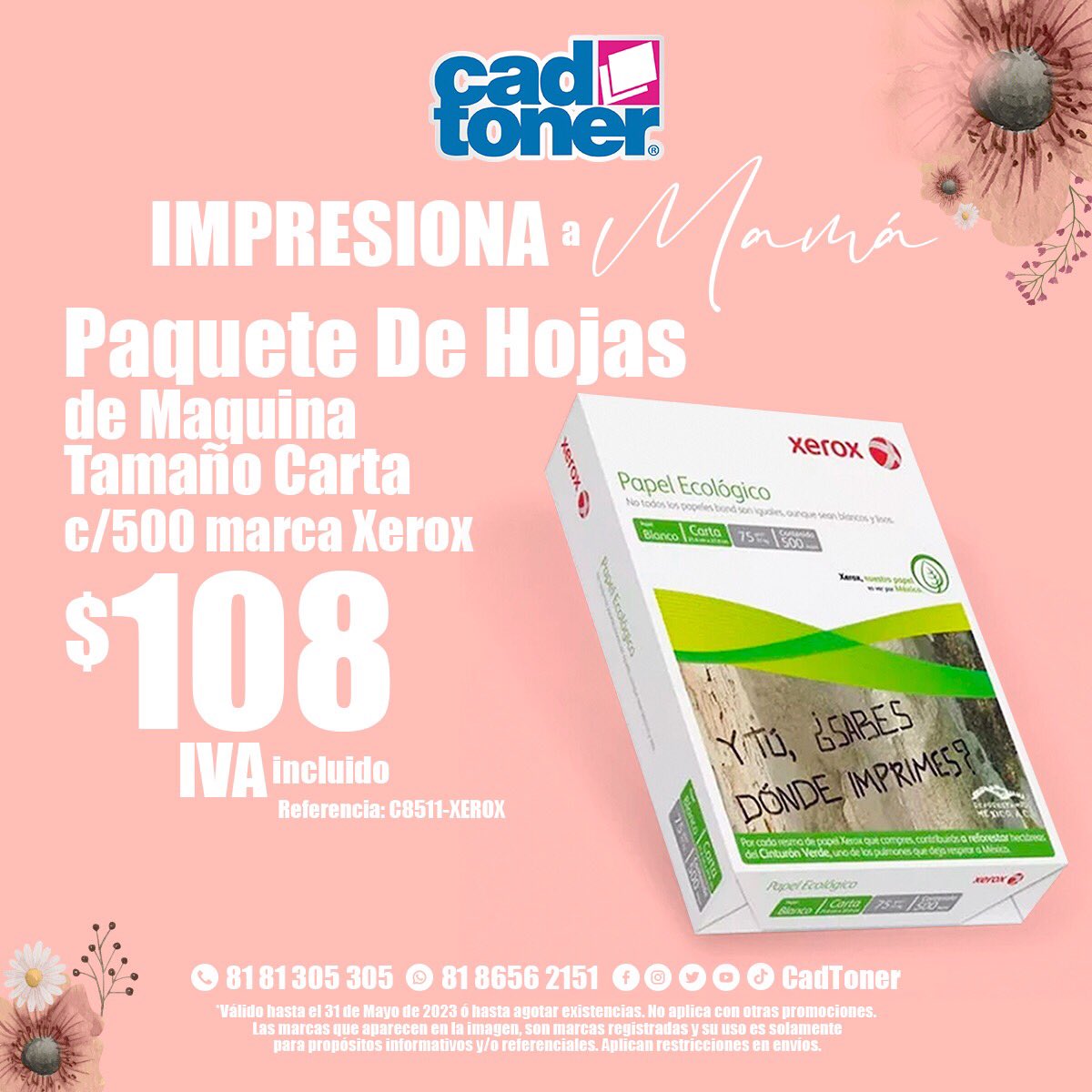 CadToner's tweet photo. ¡No dejes de imprimir! 🤩

Con el papel ecológico Xerox en presentación de 500 hojas y en caja con 10 paquetes de 500 hojas. Pide más información y realiza tu pedido📦📄

📞 8186562151
☎️ 81-81-305-305

Compra en línea ➡️ https://t.co/5K3ticpFJL

#CadToner #ElMasGrande https://t.co/1ksSWg5zqL