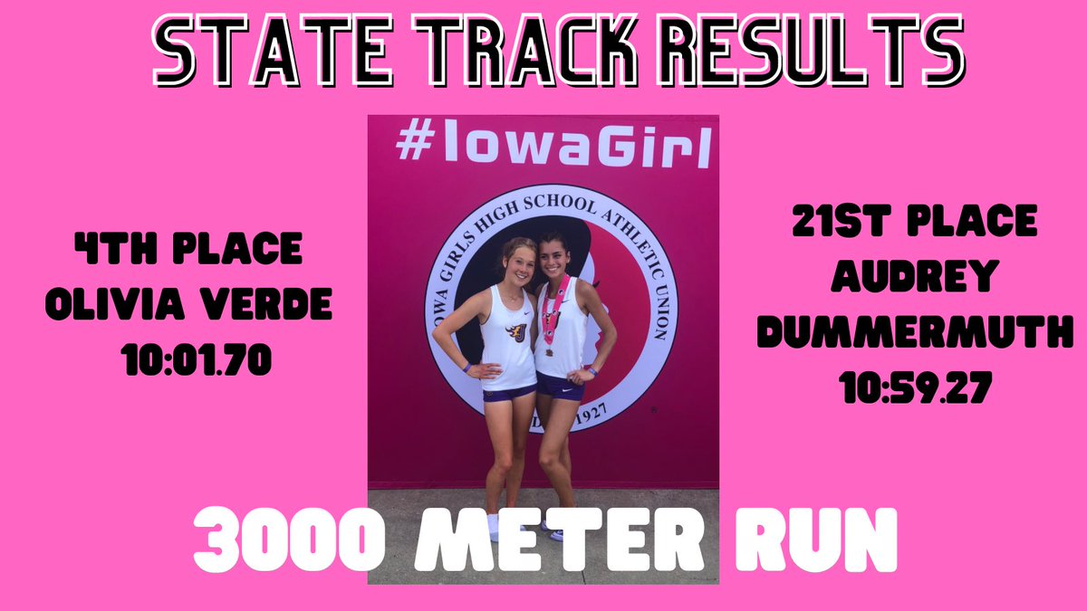 JCSD_GirlsXCTF's tweet image. Congratulations to Olivia Verde (4th place and PR) and Audrey Dummermuth (21st place) for competing in the 3000 meter run at State. Great race girls💜💛