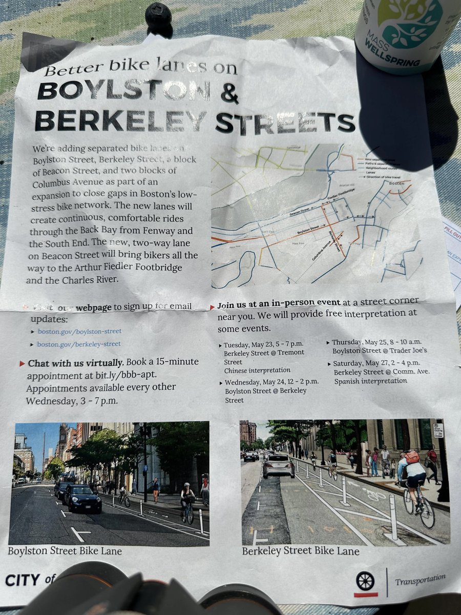 demonhusky3's tweet photo. BTD is holding meetings about adding separated bike lanes to Boylston and Berkeley Streets! 

-Tues May 23 5-7pm, Berkeley @ Tremont
-Wed May 24 12-2pm, Boylston @ Berkeley
-Thur May 25 8-10am, Boylston @ Trader Joe's
-Sat May 27 2-4pm, Berkeley @ Comm Ave

#BikeBos https://t.co/douuYrRHwG