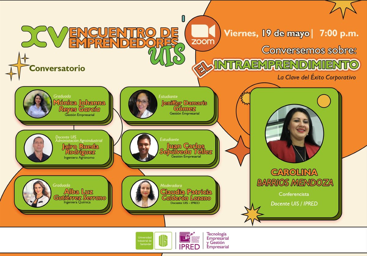 Estudiantes de la #UISBarrancabermeja invitados a participar, este viernes 19 de mayo, de la versión No. 15 del Encuentro Emprendedores UIS.
Participa de este evento, gratuito y abierto a la comunidad, registrando tu inscripción en el siguiente link 📷
forms.office.com/r/4VJJtYD3yr