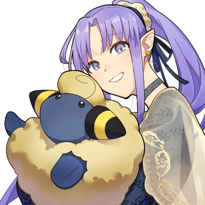 skebで 京条さん()に FGOのメディアリリィちゃんと、金羊皮ネタということでポケモンのメリープを描いていただきました! もふもふなメリープ抱えるメディアリリィちゃん、めちゃくちゃ可愛らしいです! 素敵なイラストありがとうございました! 