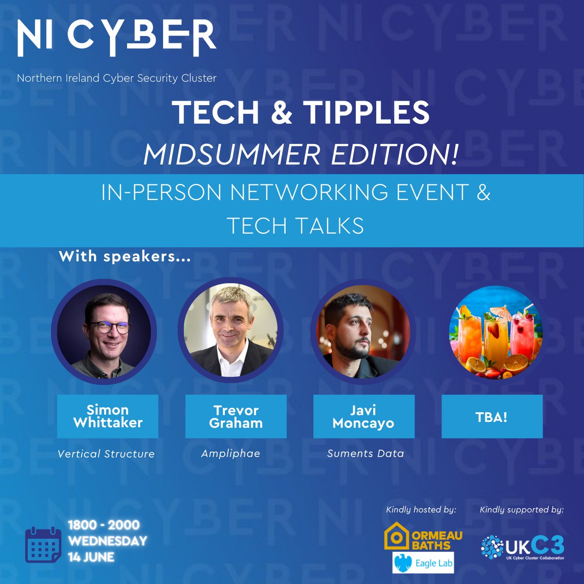 Northern Ireland Cyber Security Cluster (@nicyber) on Twitter photo LIMITED PLACES! A chance to talks delivered at CyberUK & ISACA conferences by <a href="/vsltd/">Vertical Structure</a> <a href="/Ampliphae/">Ampliphae</a> <a href="/suments/">Suments Data</a>. And 🍹🥤🍺 🌭 Kindly hosted by <a href="/ormeaubaths/">ormeaubaths</a> supported by <a href="/UKcyber3/">UKC3</a>.
eventbrite.co.uk/e/tech-tipples… LIMITED PLACES! A chance to talks delivered at CyberUK & ISACA conferences by <a href="/vsltd/">Vertical Structure</a> <a href="/Ampliphae/">Ampliphae</a> <a href="/suments/">Suments Data</a>. And 🍹🥤🍺 🌭 Kindly hosted by <a href="/ormeaubaths/">ormeaubaths</a> supported by <a href="/UKcyber3/">UKC3</a>.
eventbrite.co.uk/e/tech-tipples…