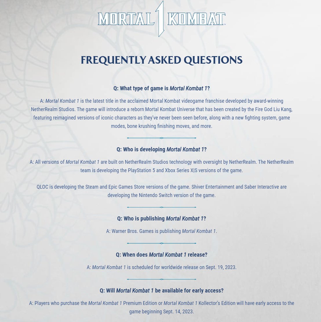 Idle Sloth💙💛 on Twitter: "Mortal Kombat 1 FAQ http://mortalkombat.com