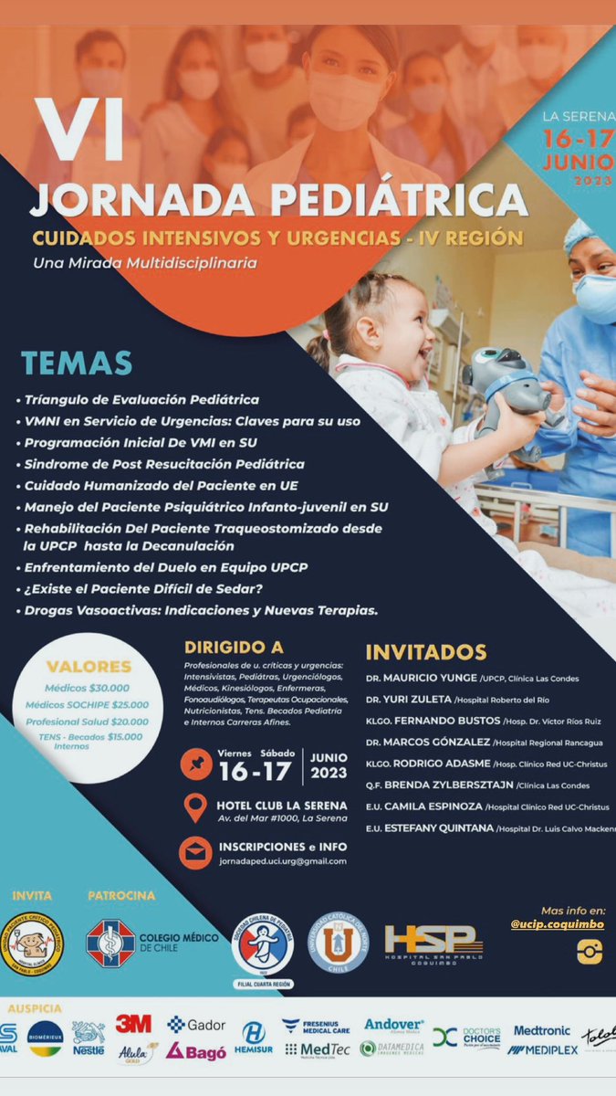 UCIPCOQUIMBO's tweet photo. 6ª𝙅𝙤𝙧𝙣𝙖𝙙𝙖 𝙋𝙚𝙙𝙞𝙖𝙩𝙧𝙞𝙘𝙖 𝙚𝙣 𝘾𝙪𝙞𝙙𝙖𝙙𝙤𝙨 𝙄𝙣𝙩𝙚𝙣𝙨𝙞𝙫𝙤𝙨 𝙮 𝙐𝙧𝙜𝙚𝙣𝙘𝙞𝙖𝙨

Bienvenidos nuevamente a nuestra “𝑽𝑰 𝑱𝒐𝒓𝒏𝒂𝒅𝒂 𝑷𝒆𝒅𝒊𝒂𝒕𝒓𝒊𝒄𝒂 𝒅𝒆 𝑪𝒖𝒊𝒅𝒂𝒅𝒐𝒔 𝑰𝒏𝒕𝒆𝒏𝒔𝒊𝒗𝒐𝒔 𝒚 𝑼𝒓𝒈𝒆𝒏𝒄𝒊𝒂𝒔” de IV Región.
  
#ucip #pediatria https://t.co/cUekVn1vWN
