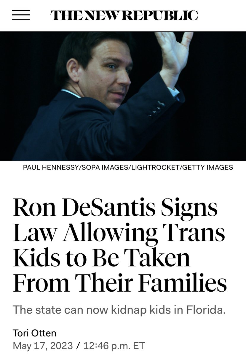 EliErlick's tweet photo. There's a strong historical precedent to DeSantis stealing transgender children from their parents and it's exactly what you think it is. https://t.co/OPdJxzfwd1