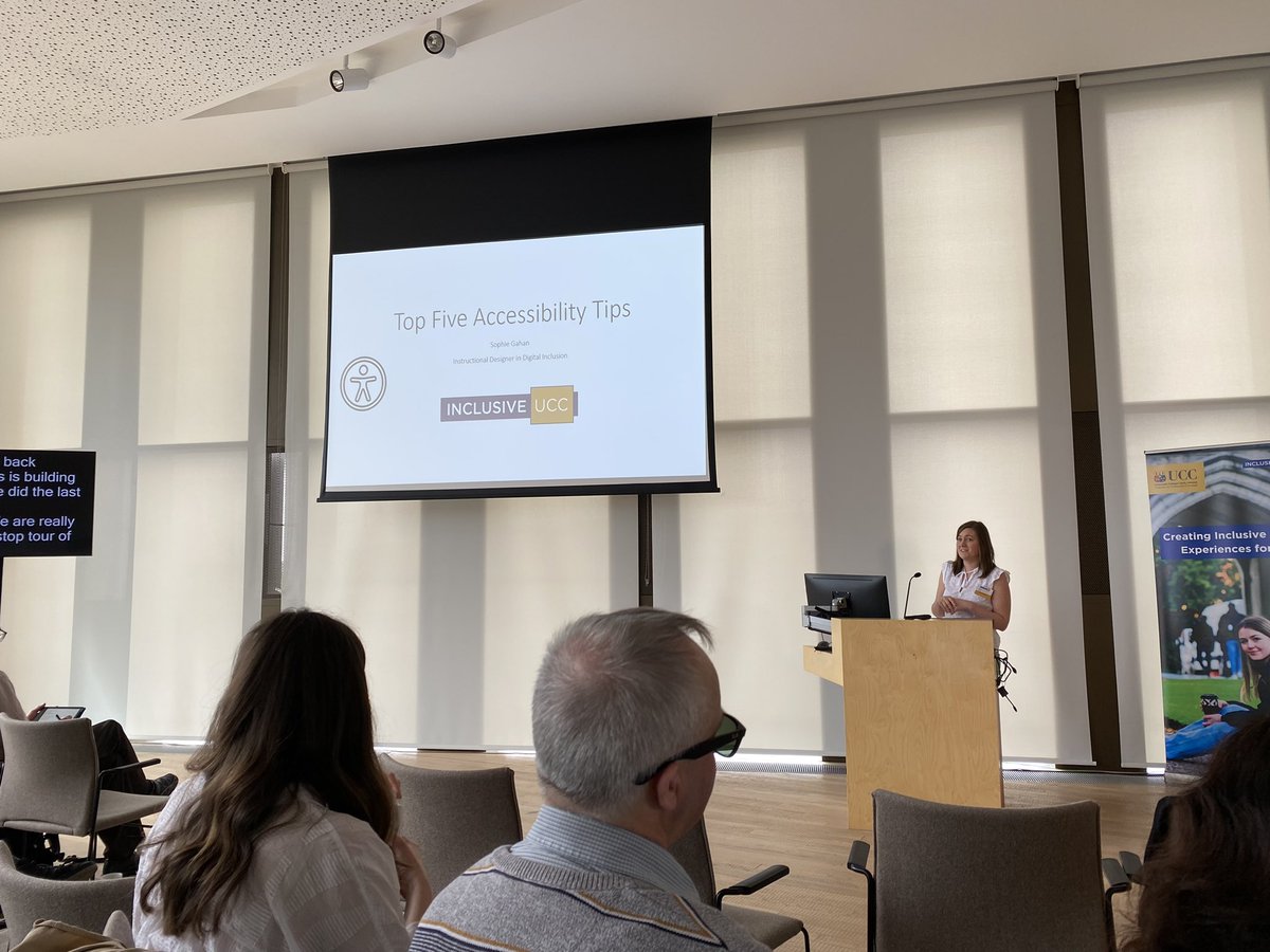 InclusiveUCC’s very own Sophie Gahan sharing "Top Five Accessibility Tips".

#InclusiveUCC #GAAD #A11Y #UniversityCollegeCork