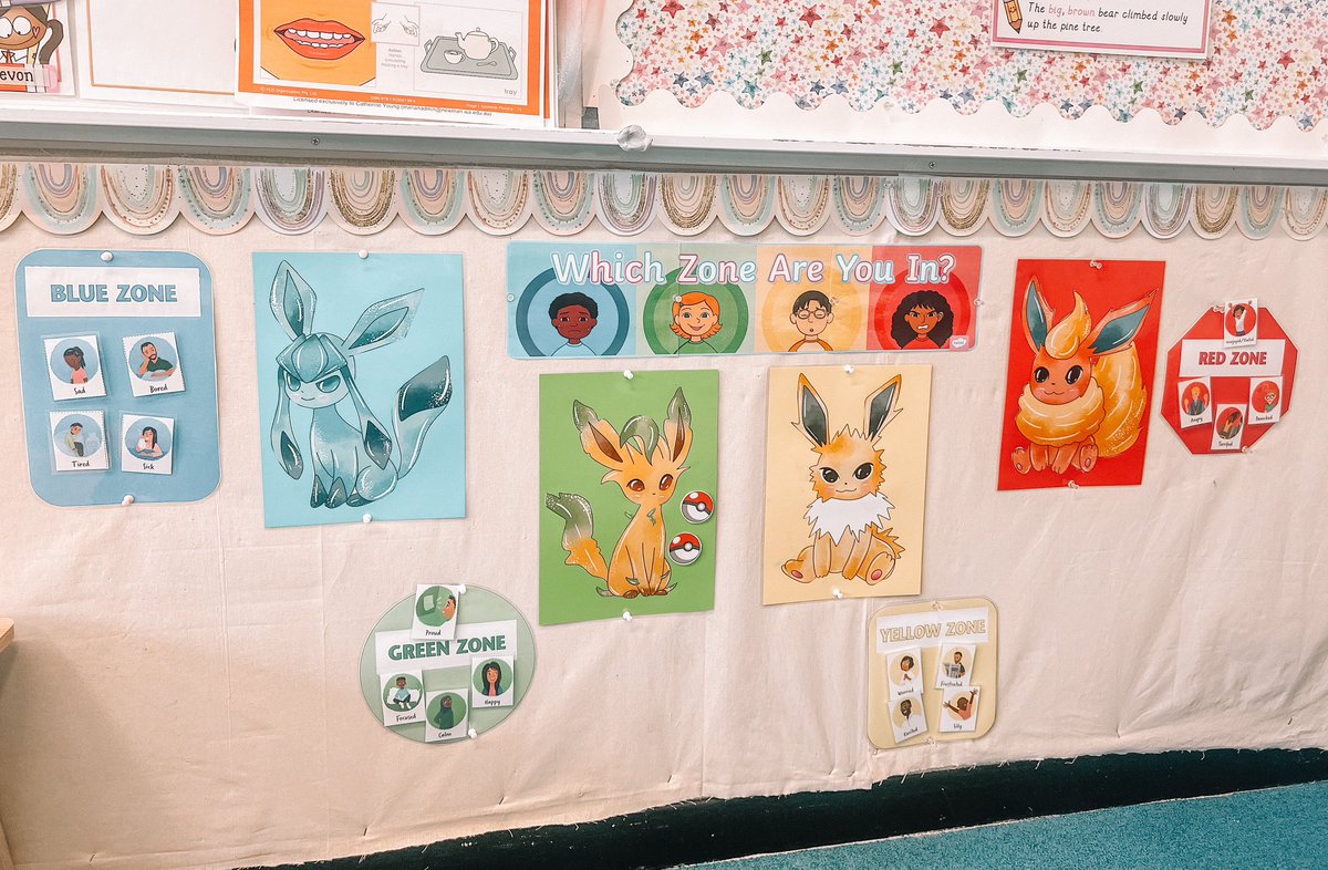 teachingwjuliet's tweet photo. #zonesofregulation ⭐️🌈🤍🤩 New well-being program has been a huge hit!! My kids love Pokémon and have engaged so well with this… #studentcentred @NewmanCollegeWA @ZonesOfReg https://t.co/7mUjqZpws1