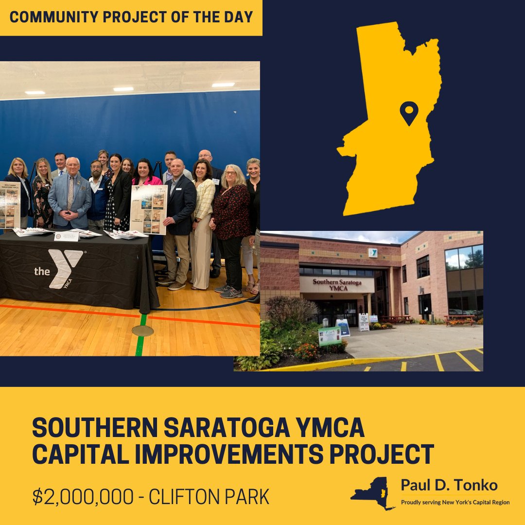 COMMUNITY PROJECT OF THE DAY: $2 million for @cd_ymca’s Capital Improvements project at the Southern Saratoga YMCA in Clifton Park