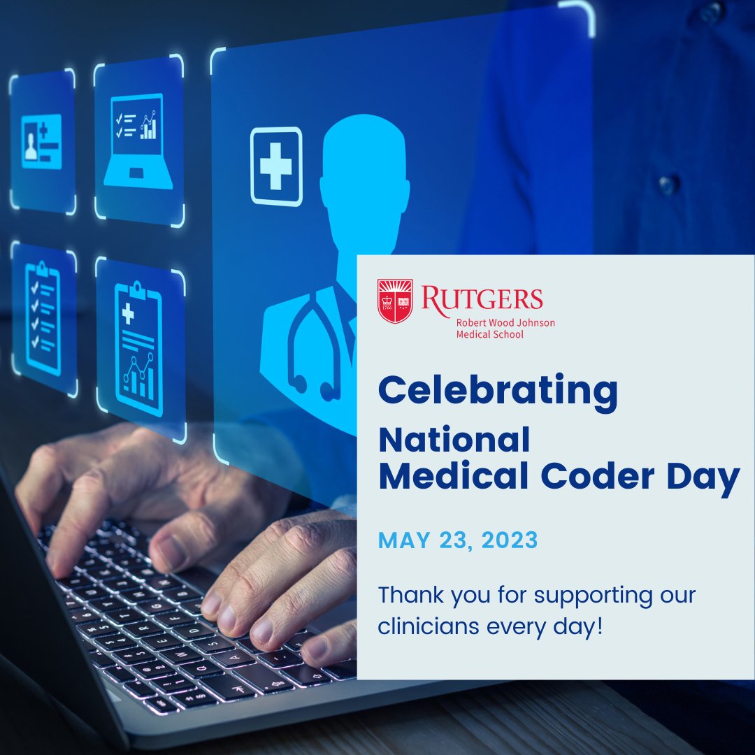 RWJMS's tweet image. Today we recognize and thank our medical coders, who support our clinicians and ensure our patients&apos; records are documented correctly. We appreciate the hard work you do each day! #medicalcodersday #Rutgers @RutgersBHS @rutgershealth @RWJUH