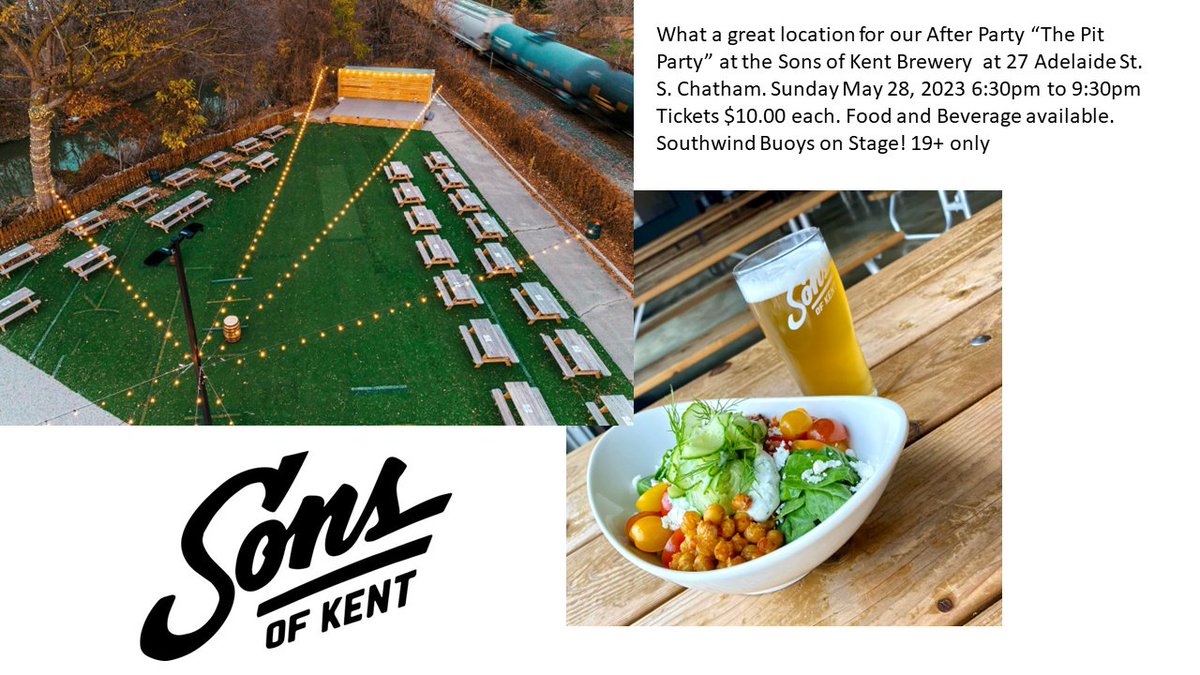 Pit Party Tickets available now at 237 King St. W. $10 entrance. #sonsofkent, #rimsandribs, celebrity meet and greet 6:30pm-9:30pm.