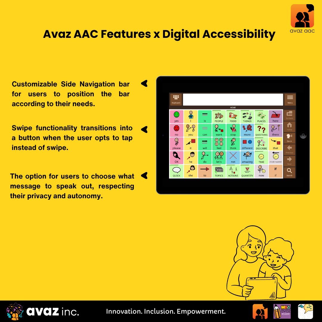 avazapp's tweet image. Global Accessibility Awareness Day (GAAD)

👉Swipe to learn about how Avaz improves digital accessibility for AAC users

#AvazAac #AvazApp #GlobalAccessibilityAwarenessDay #InclusionMatters #DigitalAccessibility