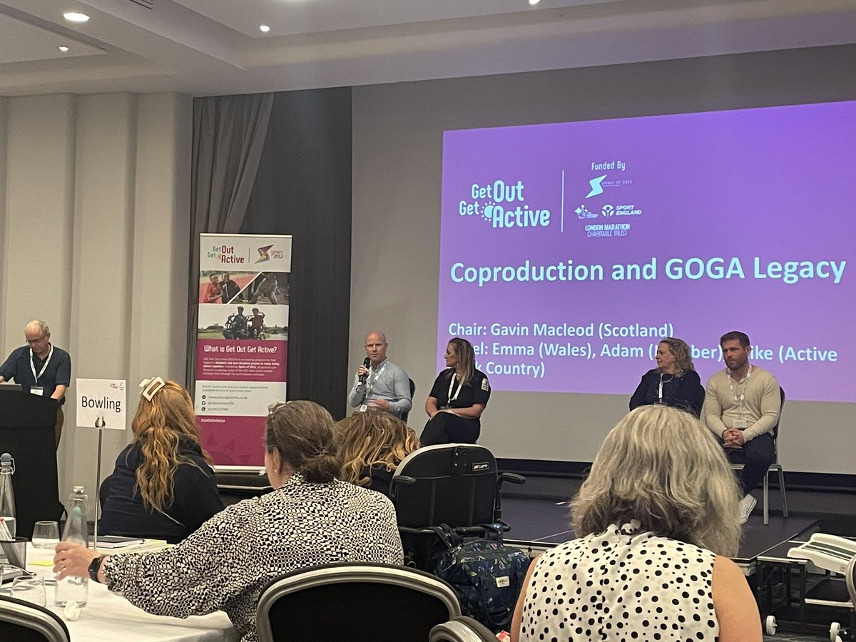 Great to see <a href="/EmmaJones2301/">Emma Jones</a> on the afternoon panel at the <a href="/GetActiveGOGA/">Get Out Get Active</a> conference talking about coproduction and legacy <a href="/dsw_news/">Disability Sport Wales</a> <a href="/PrideCymru/">Pride Cymru</a>