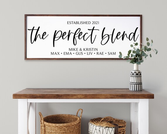 lovebuiltshop's tweet image. Perfect Blend wall decor, Blended and Blessed etsy.me/3TwkfWf #lastnamesign #familywallart #abovecouchdecor #livingroomsign @etsymktgtool