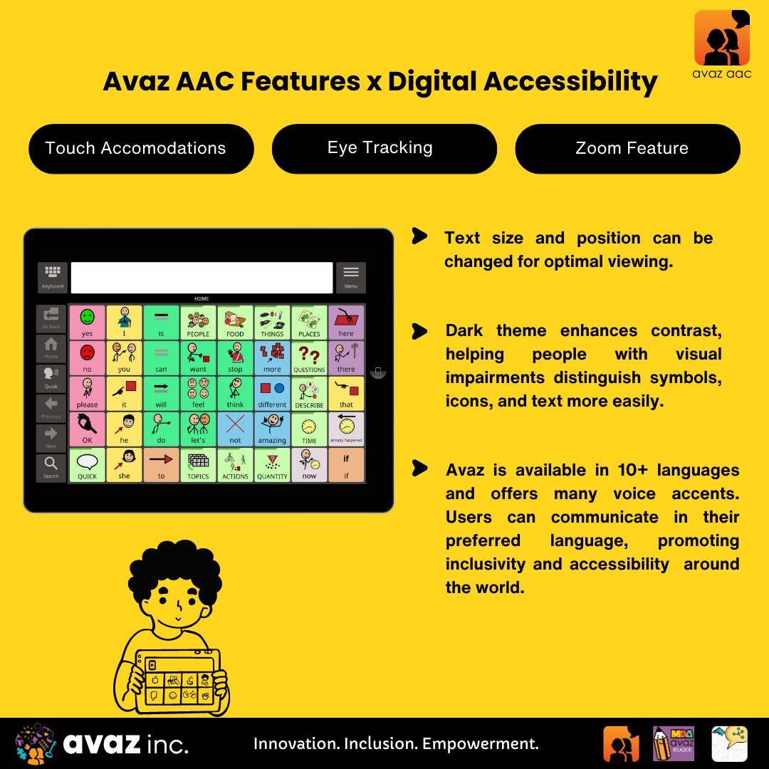avazapp's tweet image. Global Accessibility Awareness Day (GAAD)

👉Swipe to learn about how Avaz improves digital accessibility for AAC users

#AvazAac #AvazApp #GlobalAccessibilityAwarenessDay #InclusionMatters #DigitalAccessibility