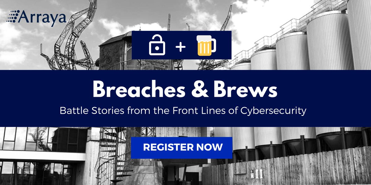ArrayaSolutions's tweet image. Mark your calendar for May 31st! Join Arraya Solutions at Dogfish Head Craft Brewing Company for Breaches &amp;amp; Brews with #IBM and #TDSynnex. We'll  discuss best practices to battle cyber security threats over a pint of great beer. 🍻 Save your spot today! ow.ly/ByxZ50OqZsh