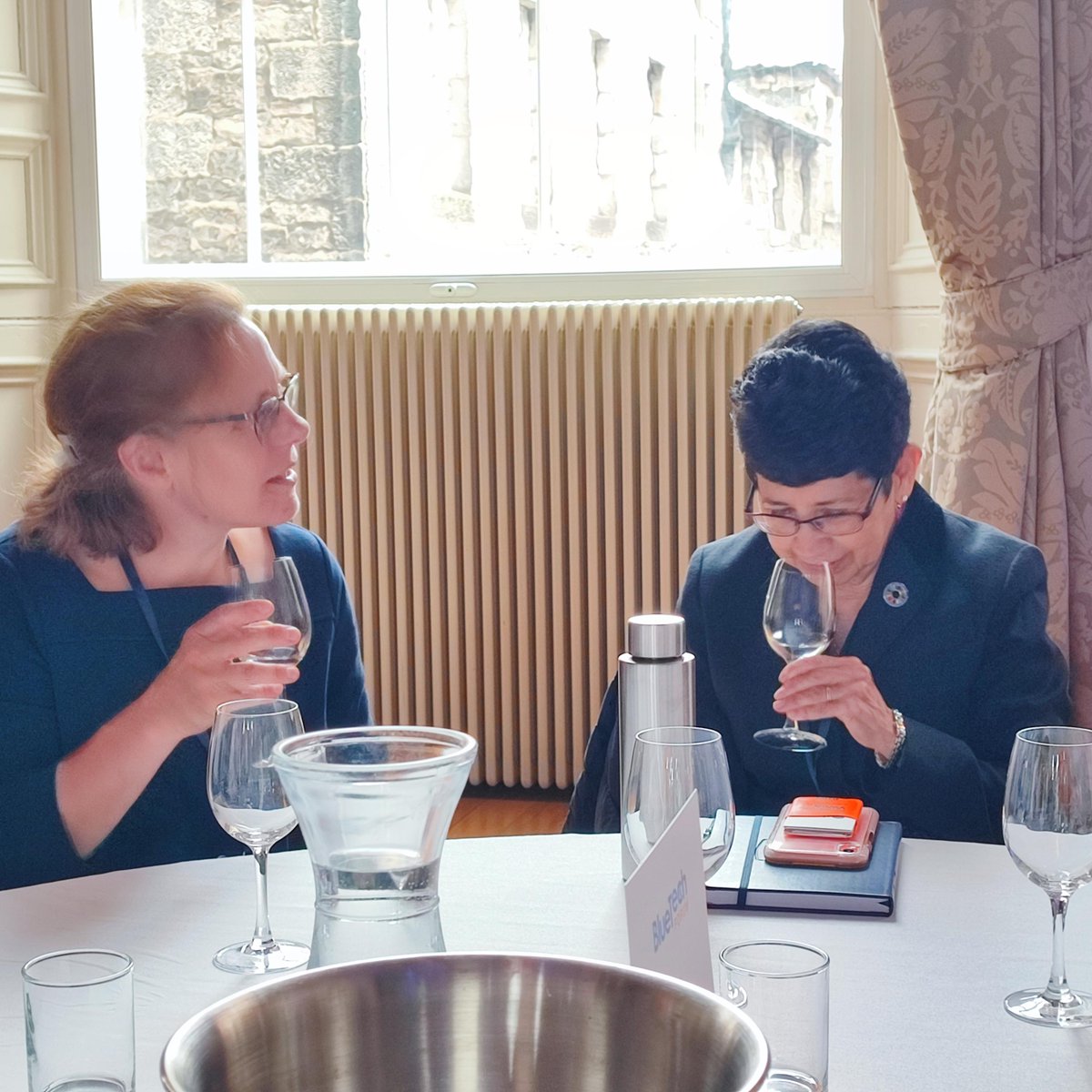 BlueTechR's tweet image. Getting the flavour and learning the language of #water at #BlueTechForum2023 - fantastic experience from expert #water sommelier Milan Patel #innovationwithimpact