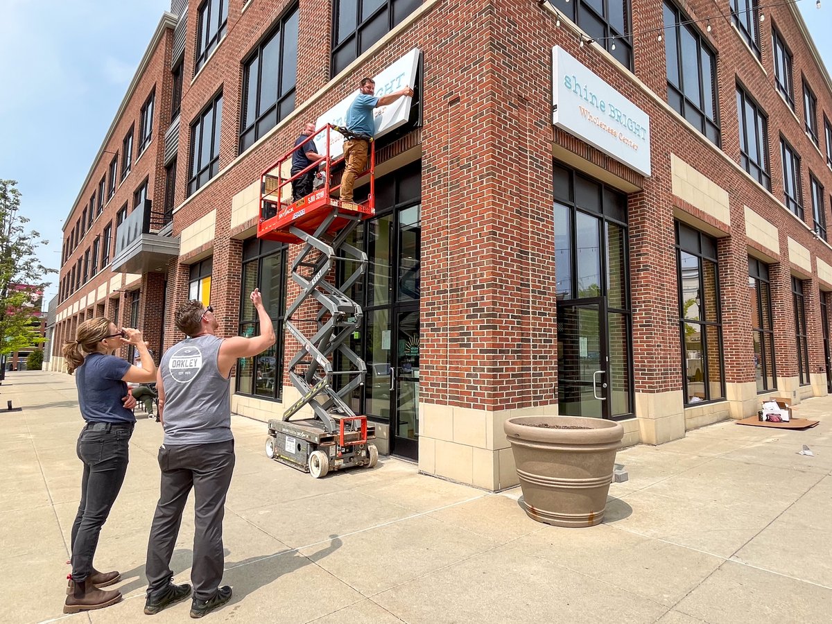 RotoliteElliott's tweet photo. Earlier this week we were in the College Town section of Rochester, New York installing the two new signs for the Shine Bright Wholeness Center! 

Be sure to take a look and stop by Shine Bright next time your in the area!

#Roc #ShineBright https://t.co/mHBdxlHJxs
