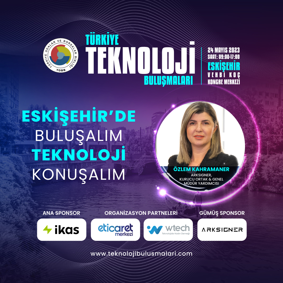 24 Mayıs çarşamba günü Vehbi Koç Kongre Merkezi'nde 87'incisi gerçekleştirilecek olan Türkiye Teknoloji Buluşmaları etkinliğinde, ARKSİGNER, Kurucu Ortak &amp; Genel Müdür Yardımcısı Sayın Özlem Kahramaner bizlerle birlikte olacak. 🚀