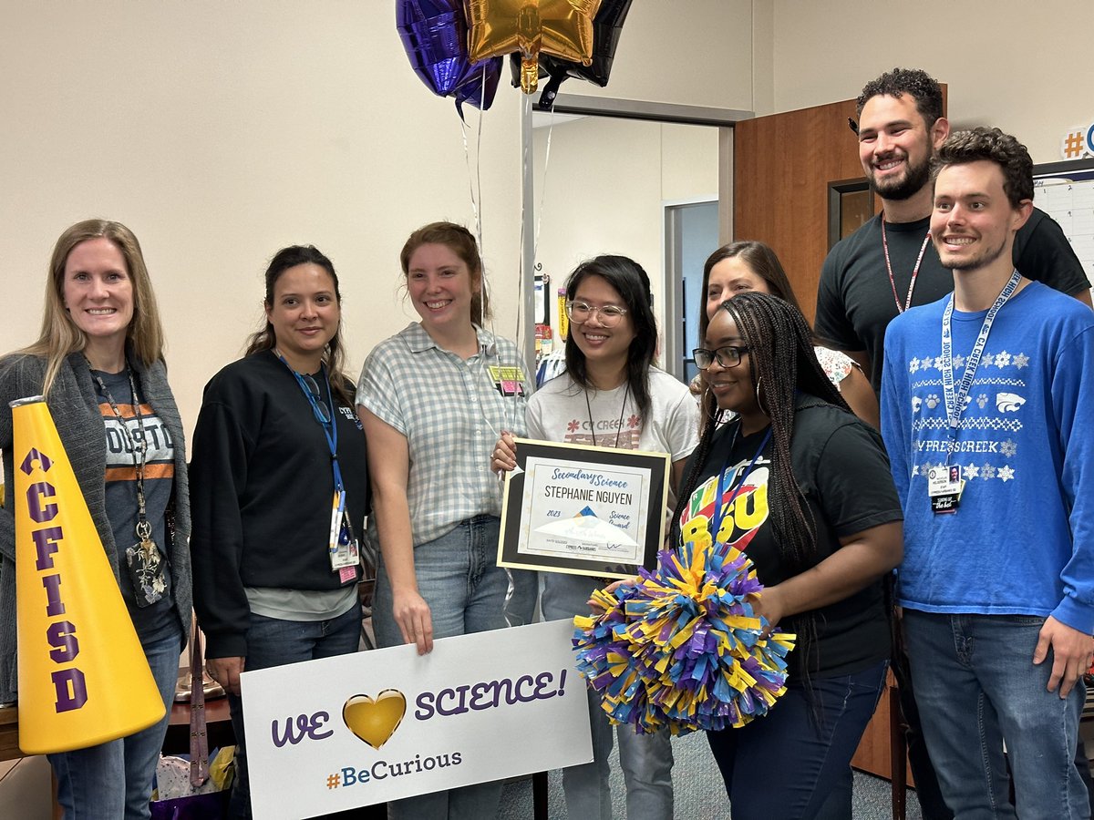 @cycreekhs Ms. Nguyen was named THE Science teacher of the YEAR! 🎉🎈🎊 @VSnokhous @macclle @Cycreekcounsel @CheerCycreek @CyFairISD #BringingOuttheBest