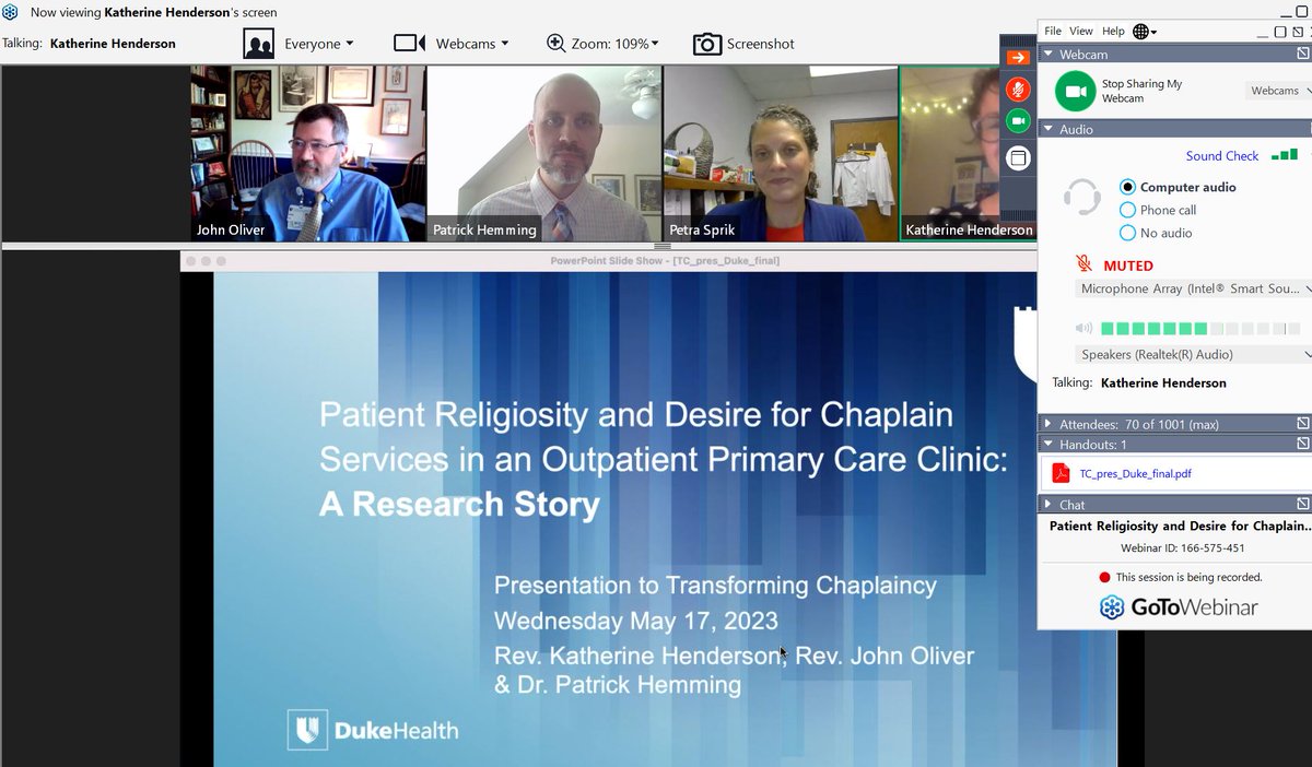 It was great to be with this group and share our work on chaplaincy at #DukeOutpatientClinic. <a href="/Duke_GIM/">Duke GIM</a> <a href="/dukemedicine/">Duke Department of Medicine</a>