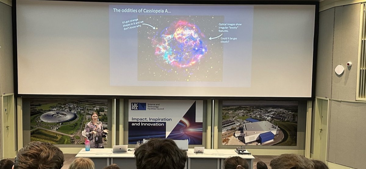 CLF_STFC's tweet image. Today as part of our week-long celebration of #LightDay23 we gave Vulcan and EPAC tours, and a talk to kids from several local schools! 

The talk was on how to create a supernova using a powerful laser! 💥✨