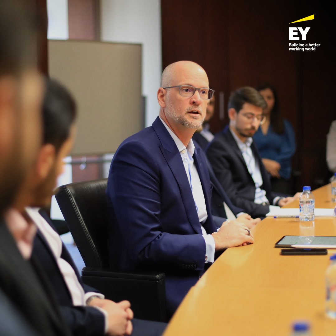 Strategy and Transactions partners and team meeting today with Brad Watson, EY MENA Strategy and Transactions Leader, at EY Jordan.