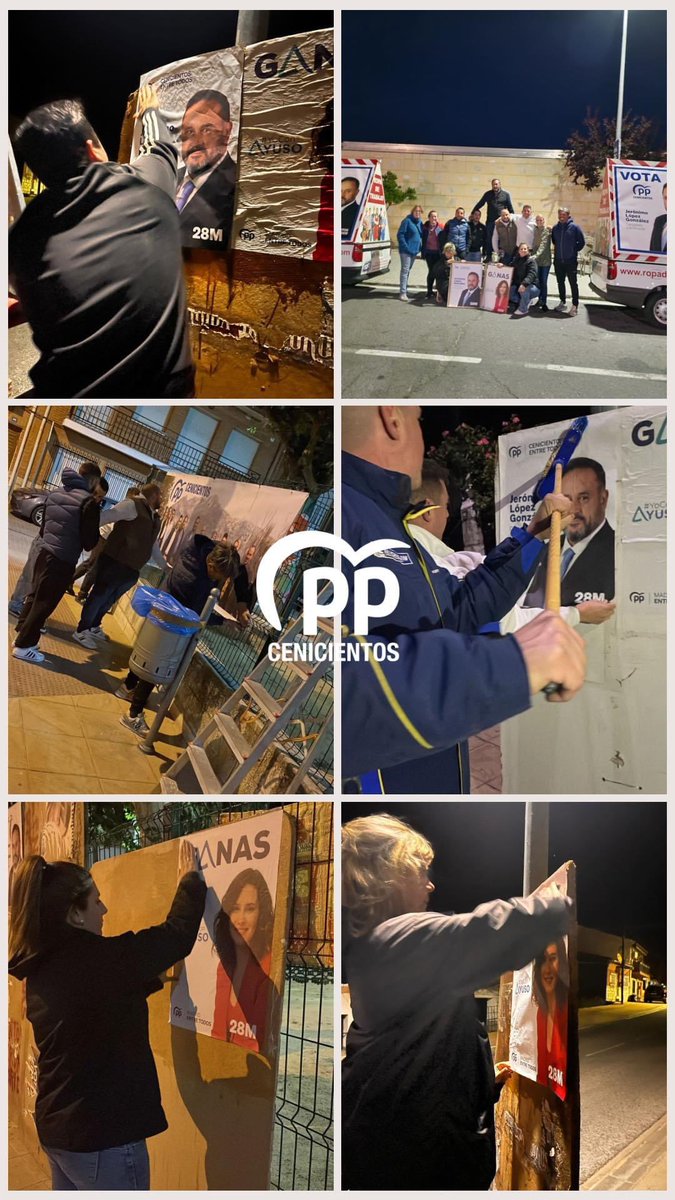 Nuestros candidatos en la pega de carteles!! 🥰🔵