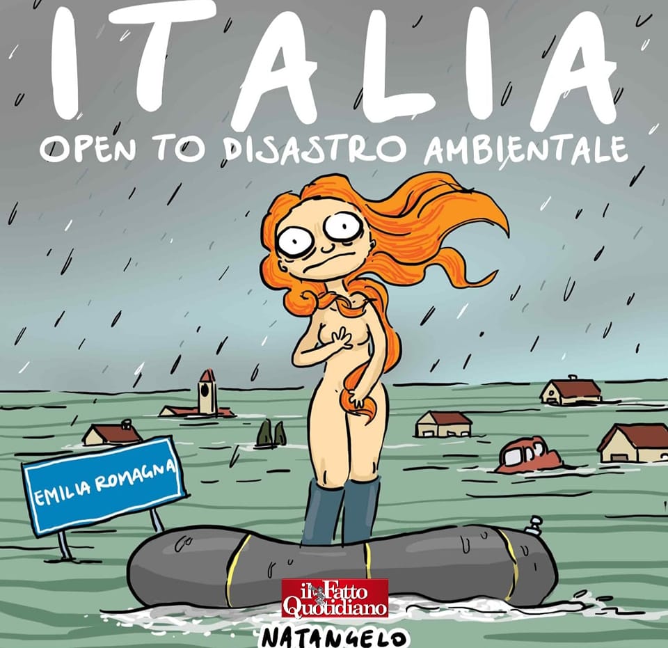 9 morti, 13.000 sfollati, 27.000 persone senza elettricità, 42 comuni colpiti, 5.000 aziende agricole sott'acqua, 21 fiumi esondati, 200 frane, ponti crollati, strade bloccate, scuole chiuse.
Governo di ecovandali.
1/2