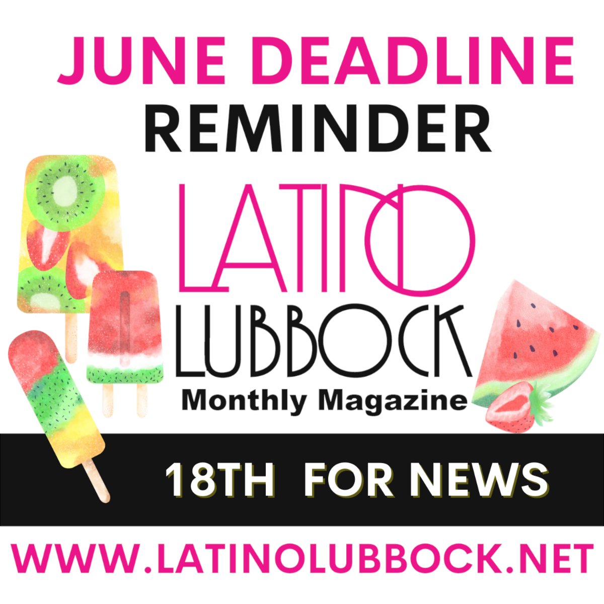 LosHermanosFam's tweet photo. Deadline Reminder: Submit Your June 2023 Latino Lubbock Magazine Issue ~ https://t.co/xSdAQkFJes
https://t.co/rbIwPRjUGG https://t.co/V9KZXHd53o