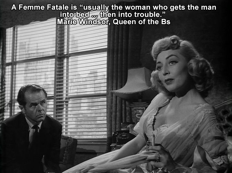 WAGongaware's tweet image. I watched an episode of #Adam12 last night with #MarieWindsor as a diner waitress, so I thought it would be a good time to re-post her succinct #filmnoir definition of #FemmeFatale: