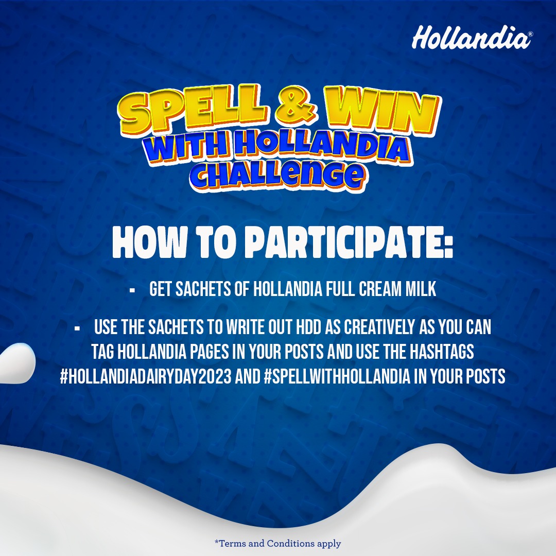 hollandia_ng's tweet photo. Please note:

Participants must use the hashtags #SpellHDD and #HollandiaDairyDay in entry captions.

You must also be following this page to be considered.

The more the merrier, so you can invite your friends to join the challenge. https://t.co/HB8GDWw1Mp