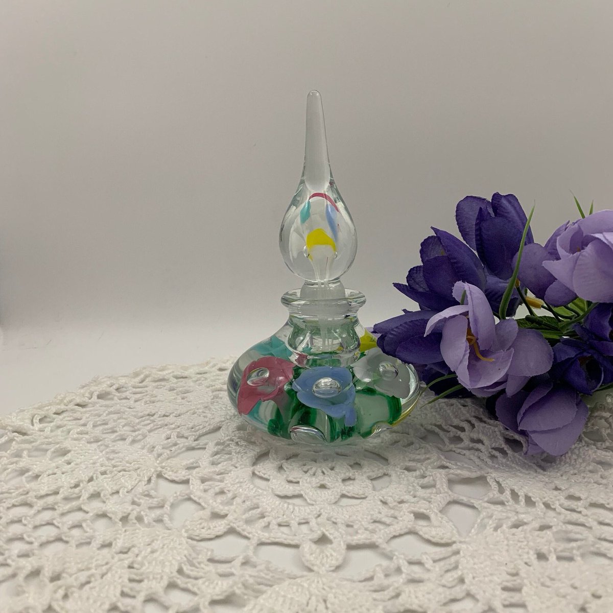 Excited to share this item from my #etsy shop: Vintage 1987 Gibson Perfume Bottle with Dauber, Retro 7” Vintage Tear Drop Art Glass, Cottage Core Chic, Vanity Dresser Decor, Gift for Her #teardrop #artglass #perfumebottle #vintagegibson #homedecor etsy.me/454AcZg