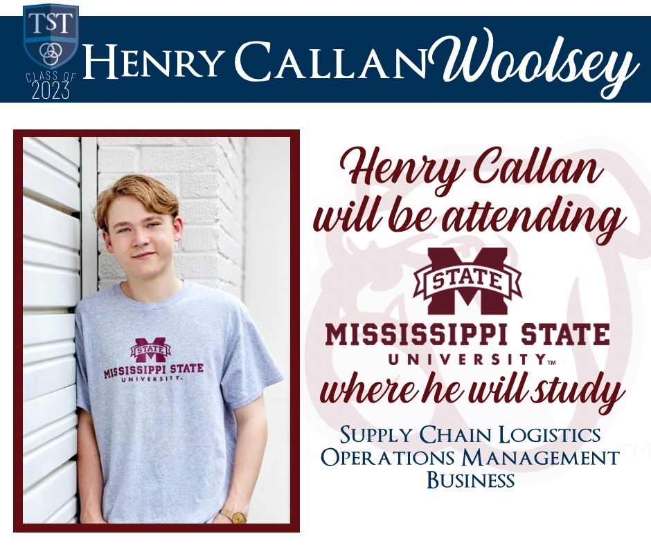 🎓Congratulations, Callan Woolsey 🎓

Class of 2023 graduate, Callan is headed to Mississippi State University where he plans to study Business with an emphasis on Supply Chain Logistics and Operations Management Business.