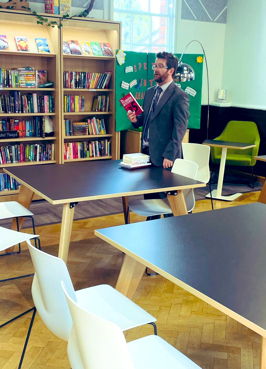 LibraryOswestry's tweet photo. Cross curricular use of our library at its best! @OswestryMathCom Mr Boothby working with 2nd formers introduction to accessible Maths books whilst appreciating the study spaces within our fabulous @OswestrySchool Library.
#schoollibrariesforall #learningspace
#proactivestaff https://t.co/oLbrFeXQUC