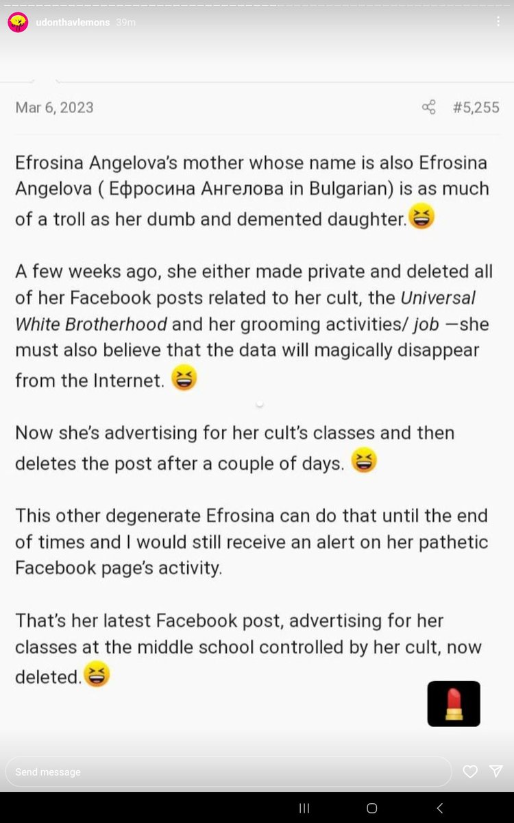 OhF_ingNo2's tweet photo. Just a little FYI on #HouseofEffie 🧵 (6/13)
#EfrosinaAngelova, her mother (also Efrosina), & their family ties to #religiousmovement #UniversalWhiteBrotherhood #WhiteBrotherhood
#Bulgaria #cult #abuse #IzgrevSchool
#allegations #humantrafficking
Credit: udonthavlemons on IG https://t.co/9jDffSiIYc