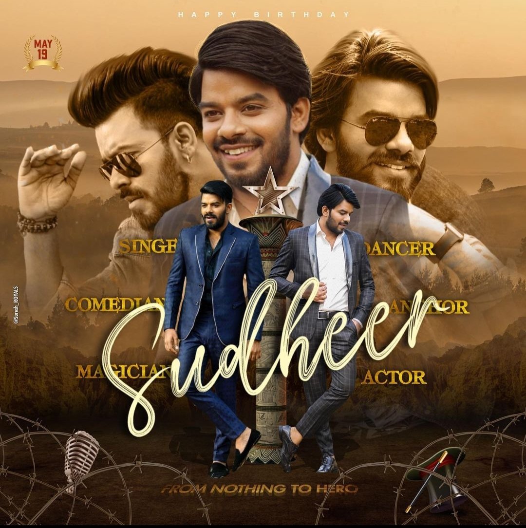 #HBDSudigaliSudheer 
Happy Birthday to my hero
All the best for upcoming projects