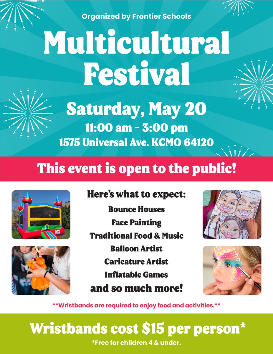 We hope to see you at the #MulticulturalFestival tomorrow! 🎉🎉

We have plenty of fun activities, delicious traditional foods and music, and much more for our Frontier Family to enjoy! 🤩