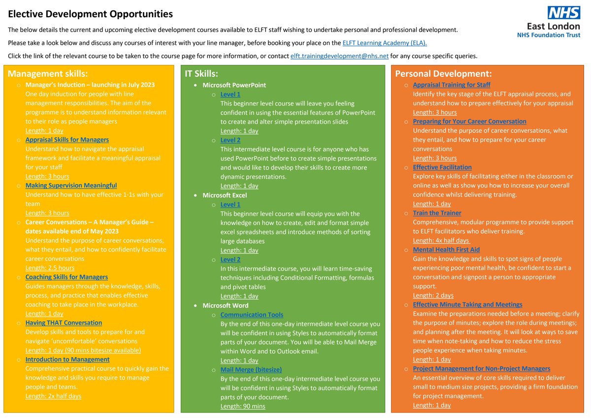 ELFT Learning (@elft_learning) on Twitter photo Why not check out the Personal Development courses available to you📚. All courses can be booked online via the Learning Academy learningacademy.elft.nhs.uk/totara/catalog…
<a href="/NHS_ELFT/">East London NHS Foundation Trust (ELFT)</a> Why not check out the Personal Development courses available to you📚. All courses can be booked online via the Learning Academy learningacademy.elft.nhs.uk/totara/catalog…
<a href="/NHS_ELFT/">East London NHS Foundation Trust (ELFT)</a>