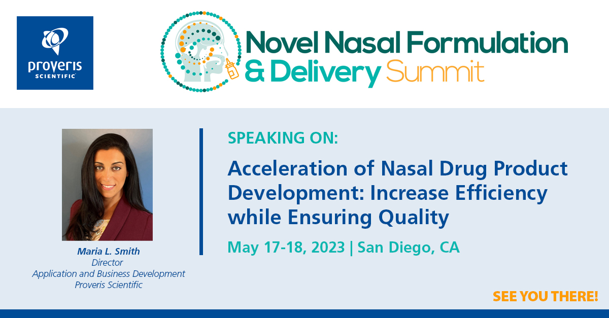 proverisscience's tweet photo. Proveris Scientific experts Maria Smith, Director of Application &amp; Business Development and Lee Dalton, Director of Sales are in attendance at the Novel Nasal Fomulation &amp; Delivery Summit. If you're attending, look for them during the networking session. #nasal #drugdelivery https://t.co/DqRGZ3CTXk