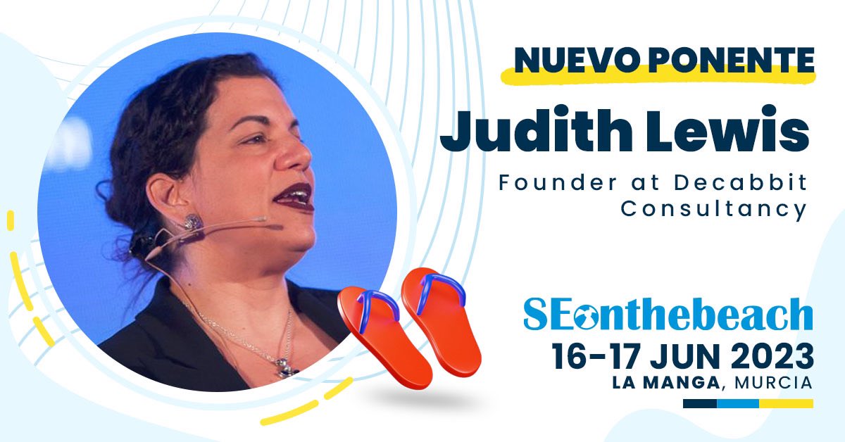 🌊We’re absolutely thrilled to announce that <a href="/JudithLewis/">Judith Lewis</a> will be #speaker at #SOB23 🎉🎊

👉🏽Digital marketing specialist
👉🏽Founder at Decabbit Consultancy
👉🏽Her first time at #SEonthebeach ‼️

⭕️Don't miss her talk‼️😎🤙🏽

🎟️Secure your ticket 😉👇🏽
seonthebeach.es/entradas/