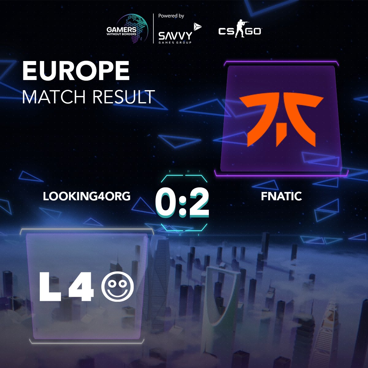 .<a href="/FNATIC/">FNATIC</a> get it done! They take down Looking4Org with a clean 2-0 in the Grand Finals 💪

16-10 Anubis
16-7 Ancient

#GamingForGood