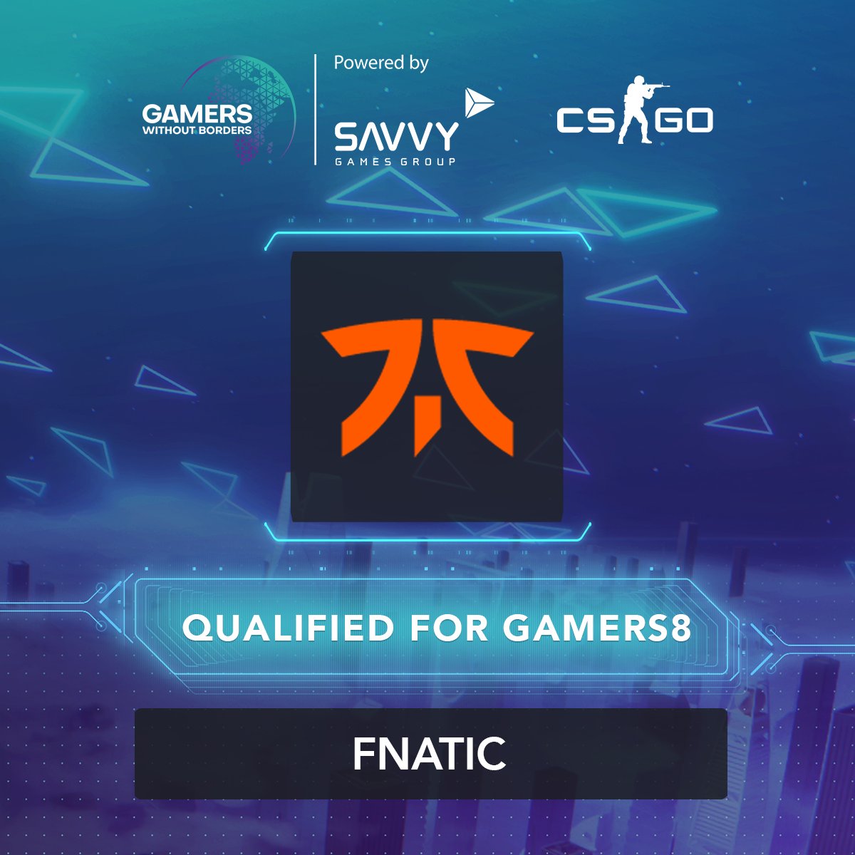 Congratulations <a href="/FNATIC/">FNATIC</a>! 🥳🥳

By winning GWB x CS:GO in Europe, they qualify for Gamers8 later this year 😍

#GamingForGood