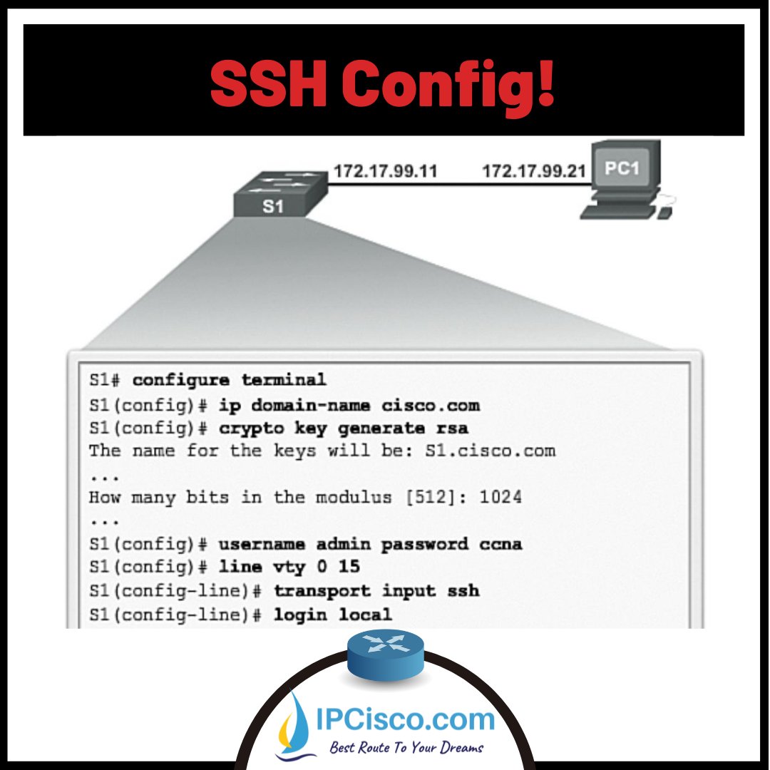ip_cisco's tweet photo. Cisco SSH Configuration!
.
What is DHCP Snooping: https://t.co/viEcrxuRtW
.
Please ReTweet..:)
.
#networksecurity #ccie #cisconetworking #Cisco #networkengineer #routers #networkdefence https://t.co/jybordadiy