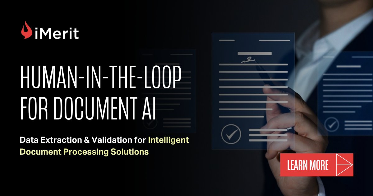 iMeritDigital's tweet image. With 10+ years of expertise in data extraction technologies and techniques, iMerit&apos;s Human-in-the-Loop workflows for validations and corrections ensure high-quality data for document AI.

Learn more: hubs.ly/Q01QndXZ0 

#DocumentAI #NLP #Dataextraction #Datalabeling