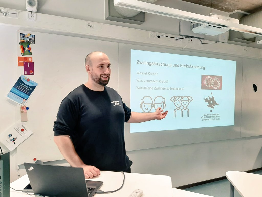 Hannes Frederik Bode (@hannesbode) on Twitter photo Me, teaching about my work as a researcher to a group of interested 9th graders at Botby elementary school. We were able to discuss in German, my mother language and a language widely taught in norther Europe. This gave additional value to the children.
<a href="/CANCERPREV1/">CANCERPREV</a> <a href="/helsinkiuni/">University of Helsinki</a> Me, teaching about my work as a researcher to a group of interested 9th graders at Botby elementary school. We were able to discuss in German, my mother language and a language widely taught in norther Europe. This gave additional value to the children.
<a href="/CANCERPREV1/">CANCERPREV</a> <a href="/helsinkiuni/">University of Helsinki</a>