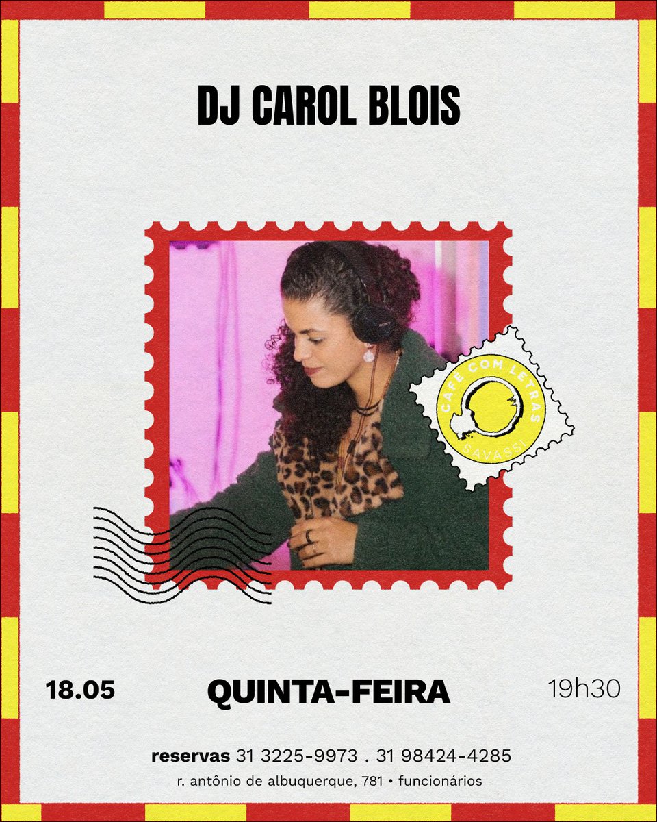 Bom dia! Como vai você?

Hoje recebemos a DJ Carol Blois às 19:30h. Carol tem forte raiz nas músicas regionais do norte, mesclando sons do afrobeat, música instrumental brasileira, funk e soul e samba.